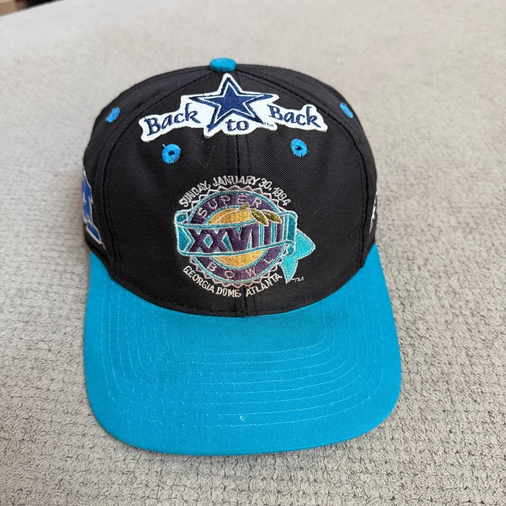Vintage 1994 Dallas Cowboys Super Bowl XXVIII Back to Back Snapback‎ Hat Logo 7